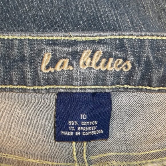 L.A. Blues Womens Denim Capris Cropped Jeans Size 10 Faded Pockets Casual Blue - Picture 4 of 5